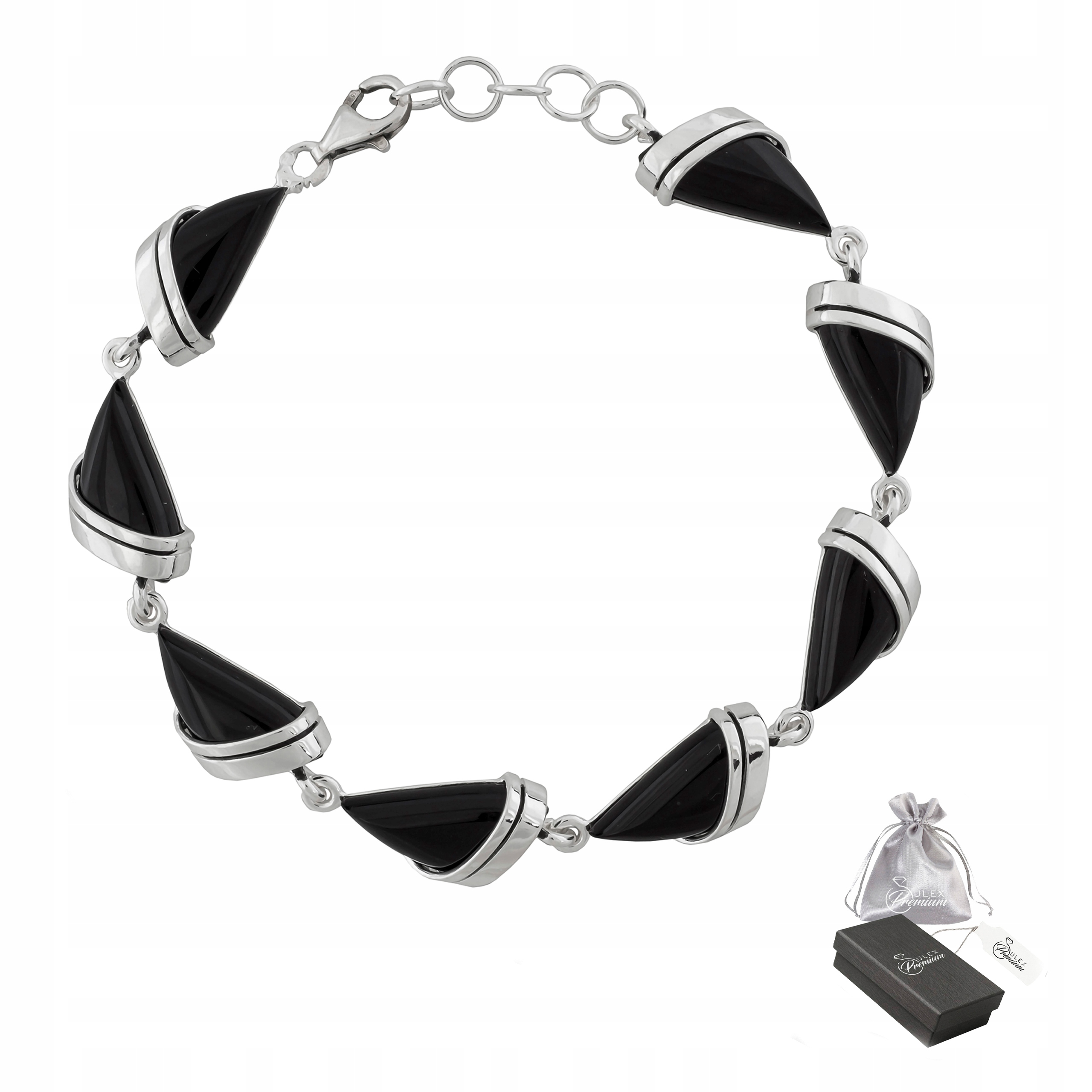 Stříbrný náramek ryzost 925 Elegantní Klasický s černým Onyxem