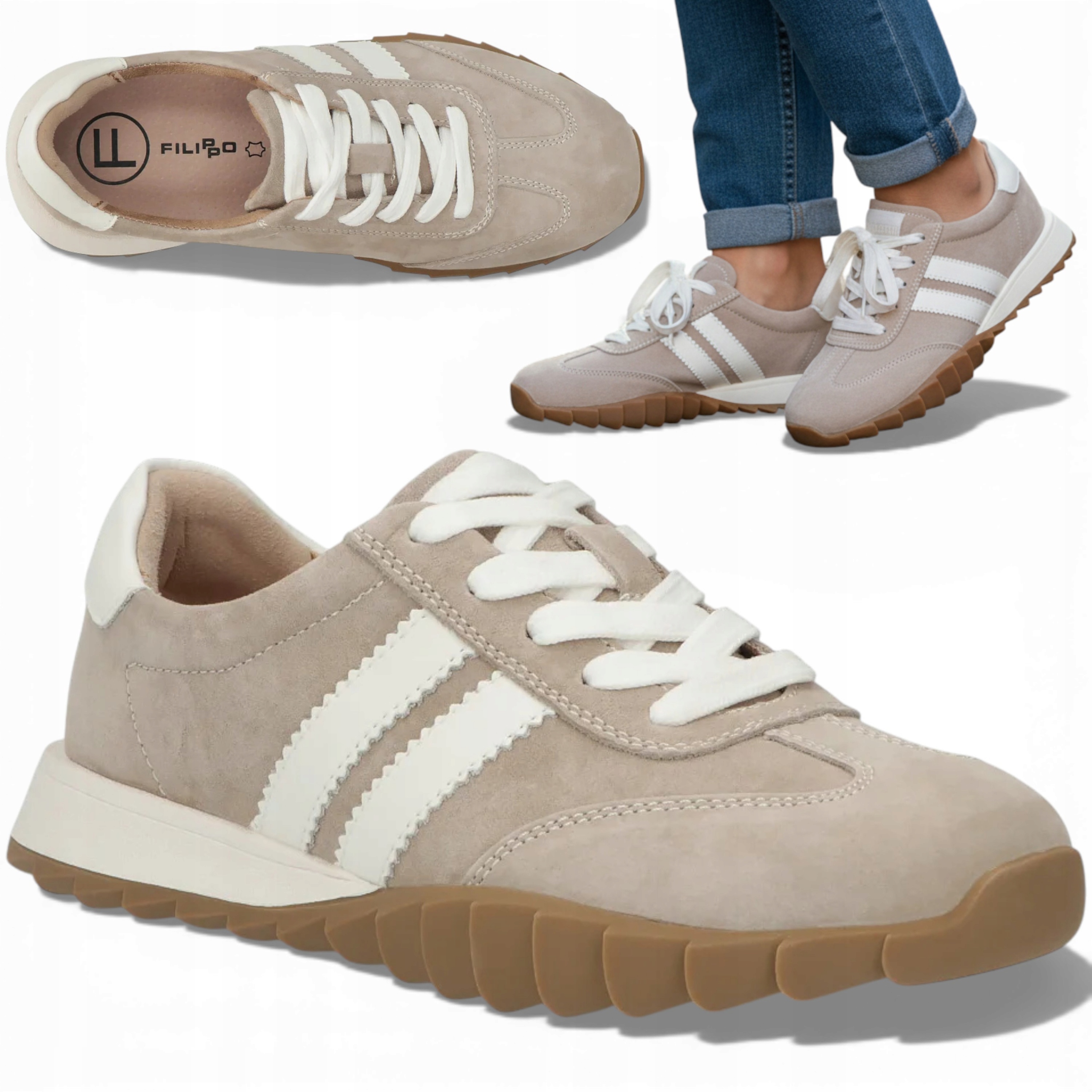 Dámské kožené tenisky 40 Filippo Semišové polobotky Sportovní Jarní