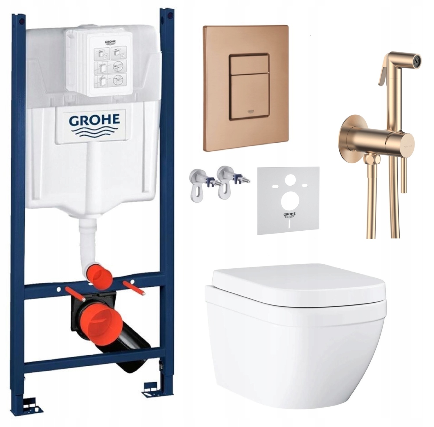Podomietkový Wc set Stelaz s Wc misou Grohe Euro Ceramic Tlačidlo, batéria
