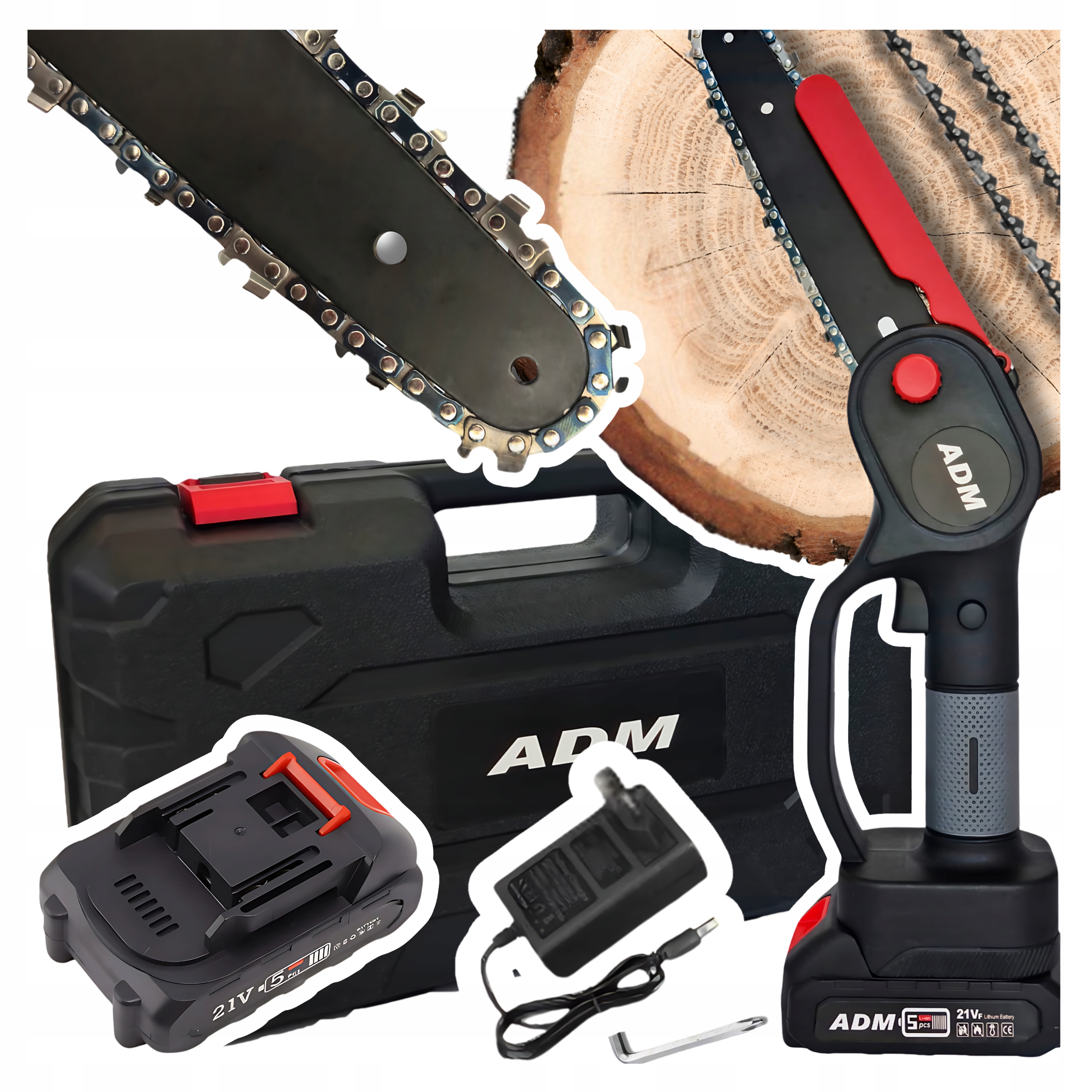 Mini piła łańcuchowa Adm z akumulatorem mocna mała bezprzewodowa 185mm 200w