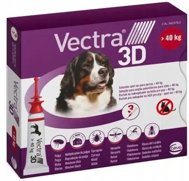 Vectra 3D krople na pchły i kleszcze dla psa 40 kg 3x8 ml