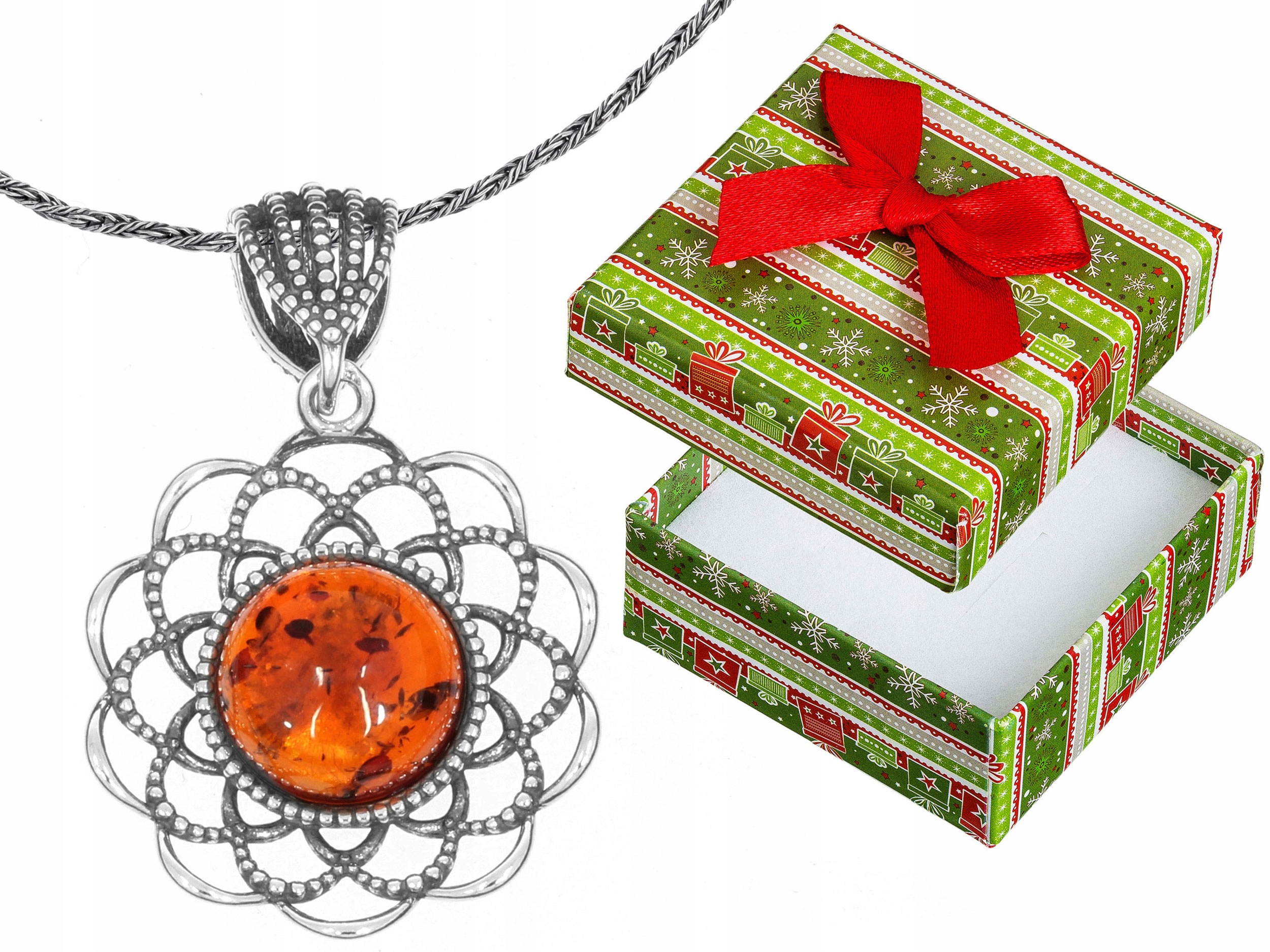 Velký Prolamovaný Oxidovaný Kulatý Dámský Náhrdelník Růže Jantar Dlouhý 75