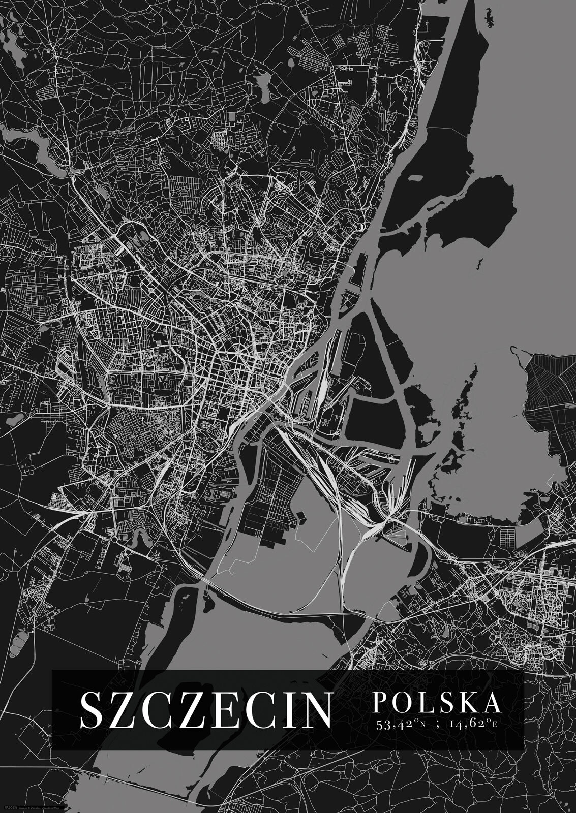

Szczecin Mapa Miasta plakat A2 42x59,4 cm