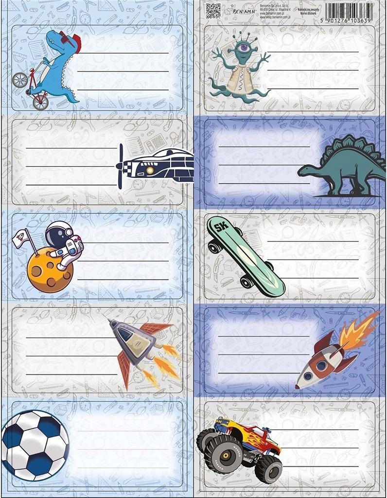 NAKLEJKI NA ZESZYTY NO NAME - CHŁOPIEC, BENIAMIN