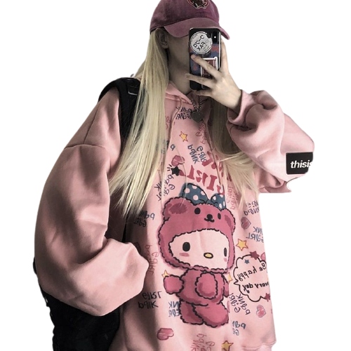 

Anime kobiety z długimi rękaw z kapturem bluzy