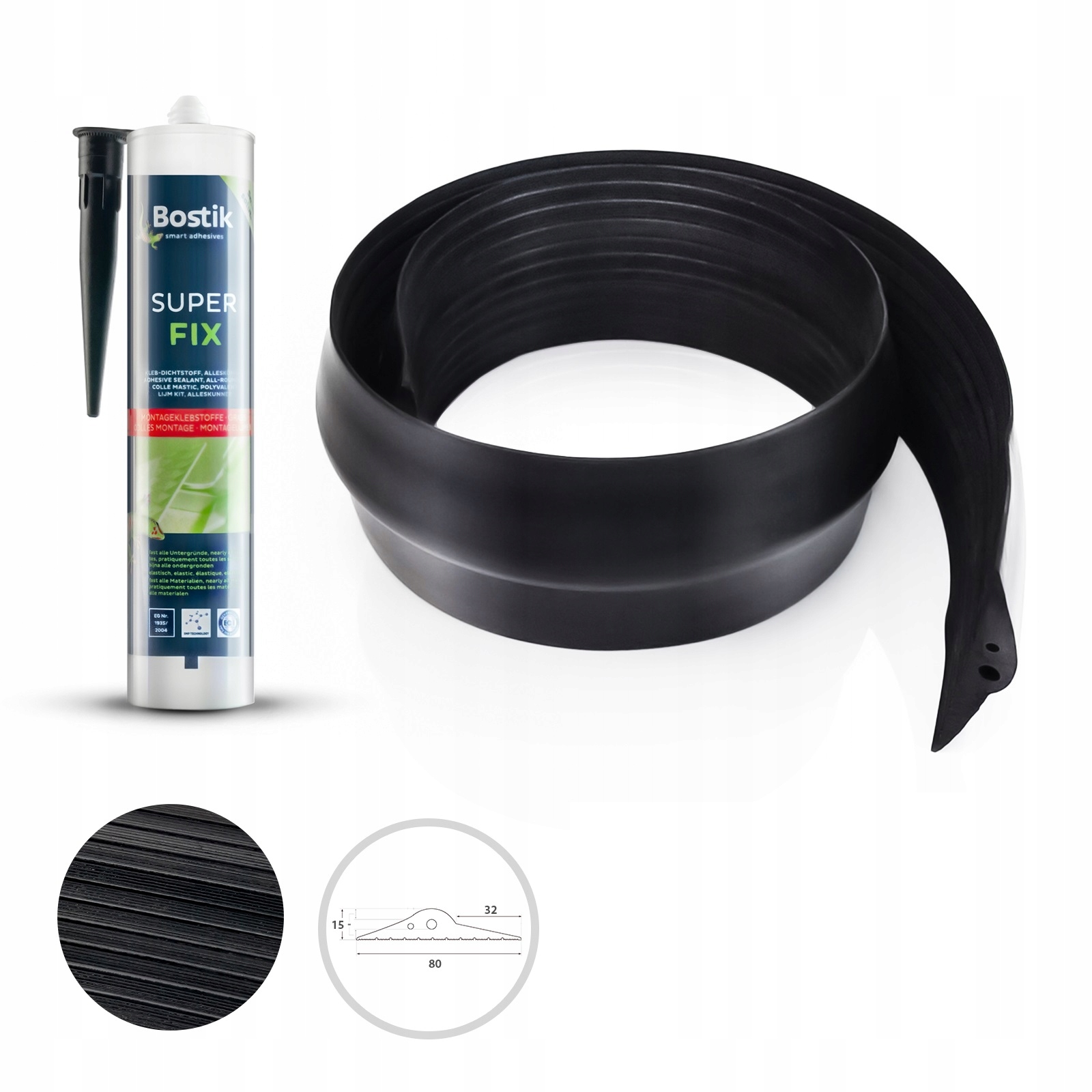 USZCZELKA GARAŻOWA do Bramy 15x80 PRÓG 2,5mb +KLEJ