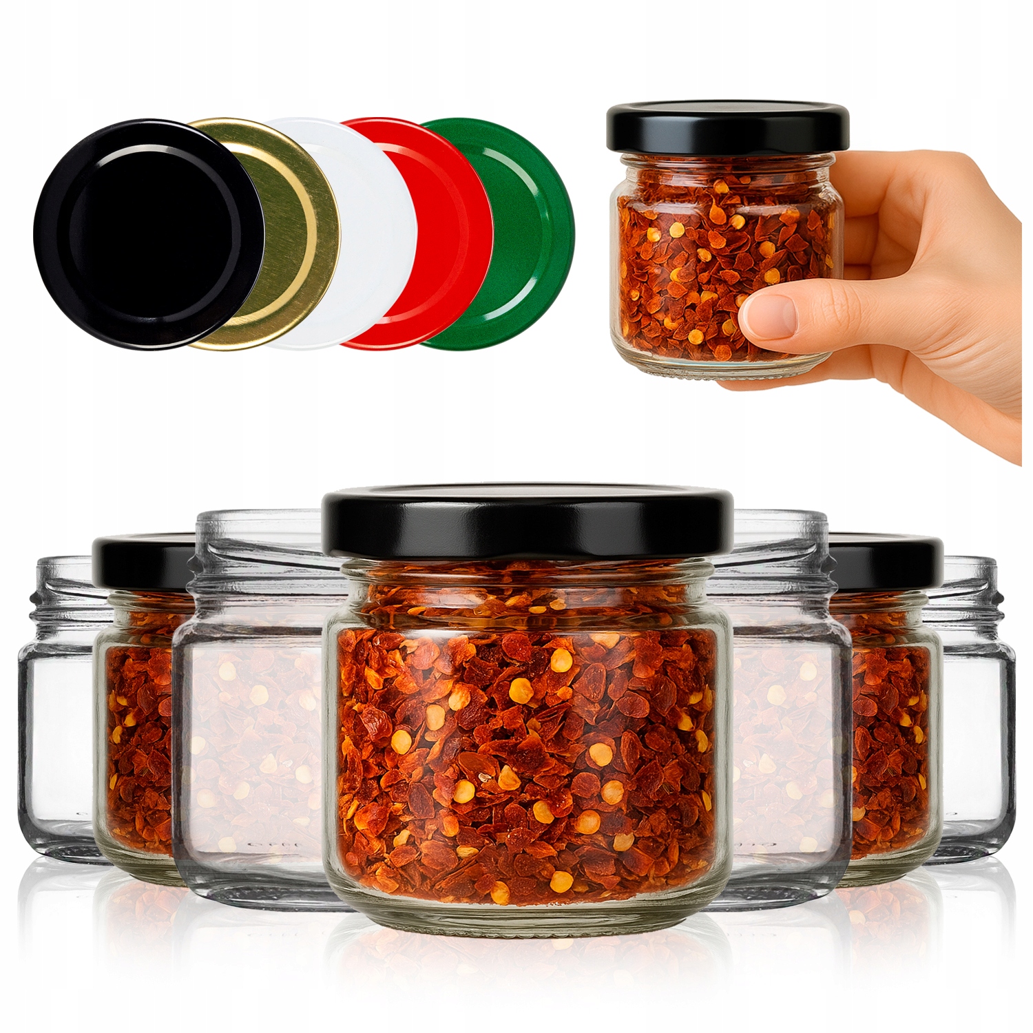100x Skleněná Zavařovací Sklenice na zavařeniny Koření 100ML Sklenička Na Džem S Uzávěrem