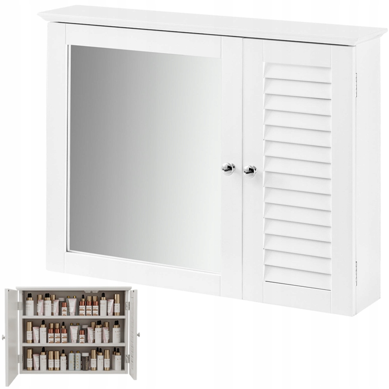 Závesná Skrinka So Zrkadlom Do Kúpeľne, Dvere, Nástenné Police, Škandinávska Veľkosť 65 CM