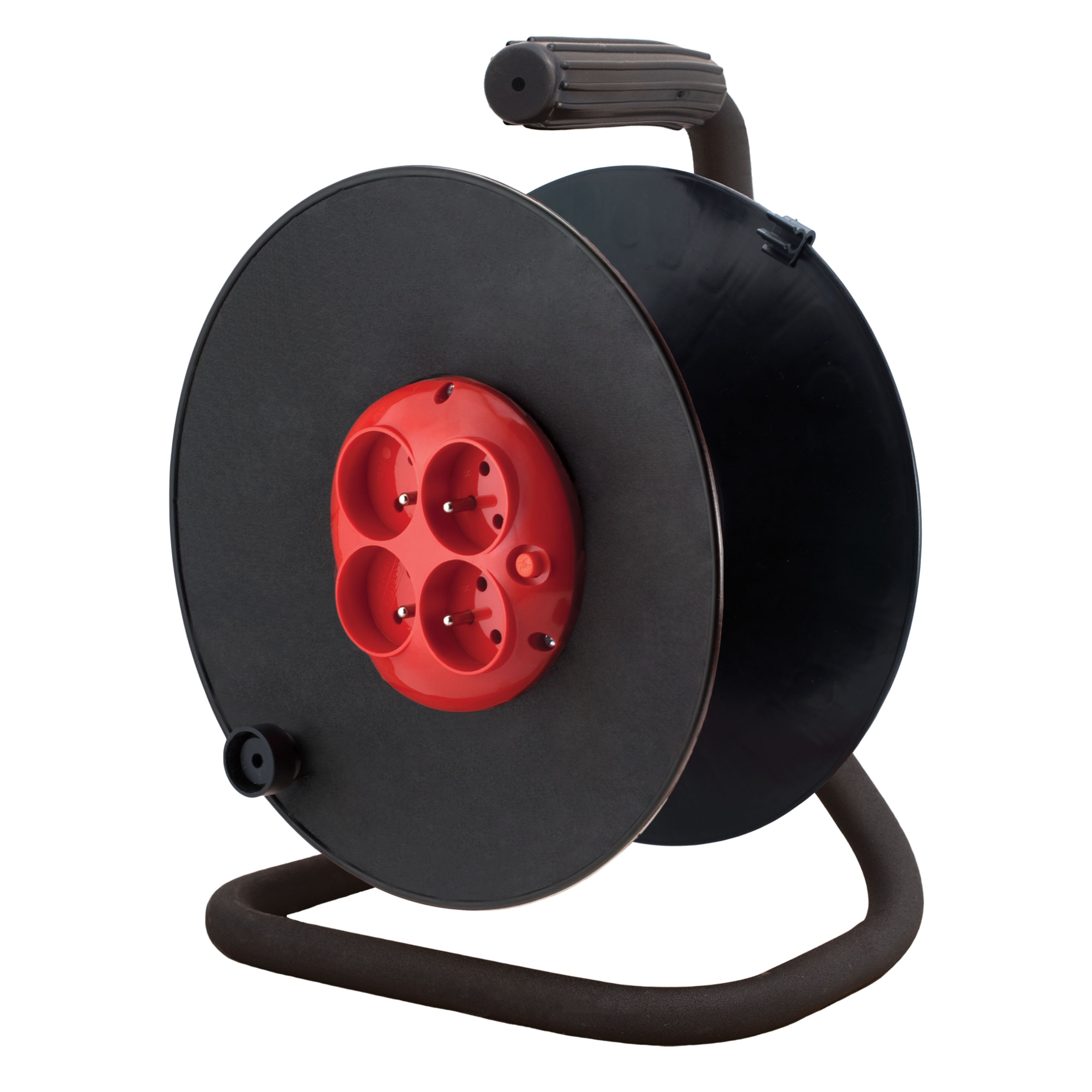 Bubnový navíječ 4-zásuvkový s uzemněním, černý Elgotech ZB-40