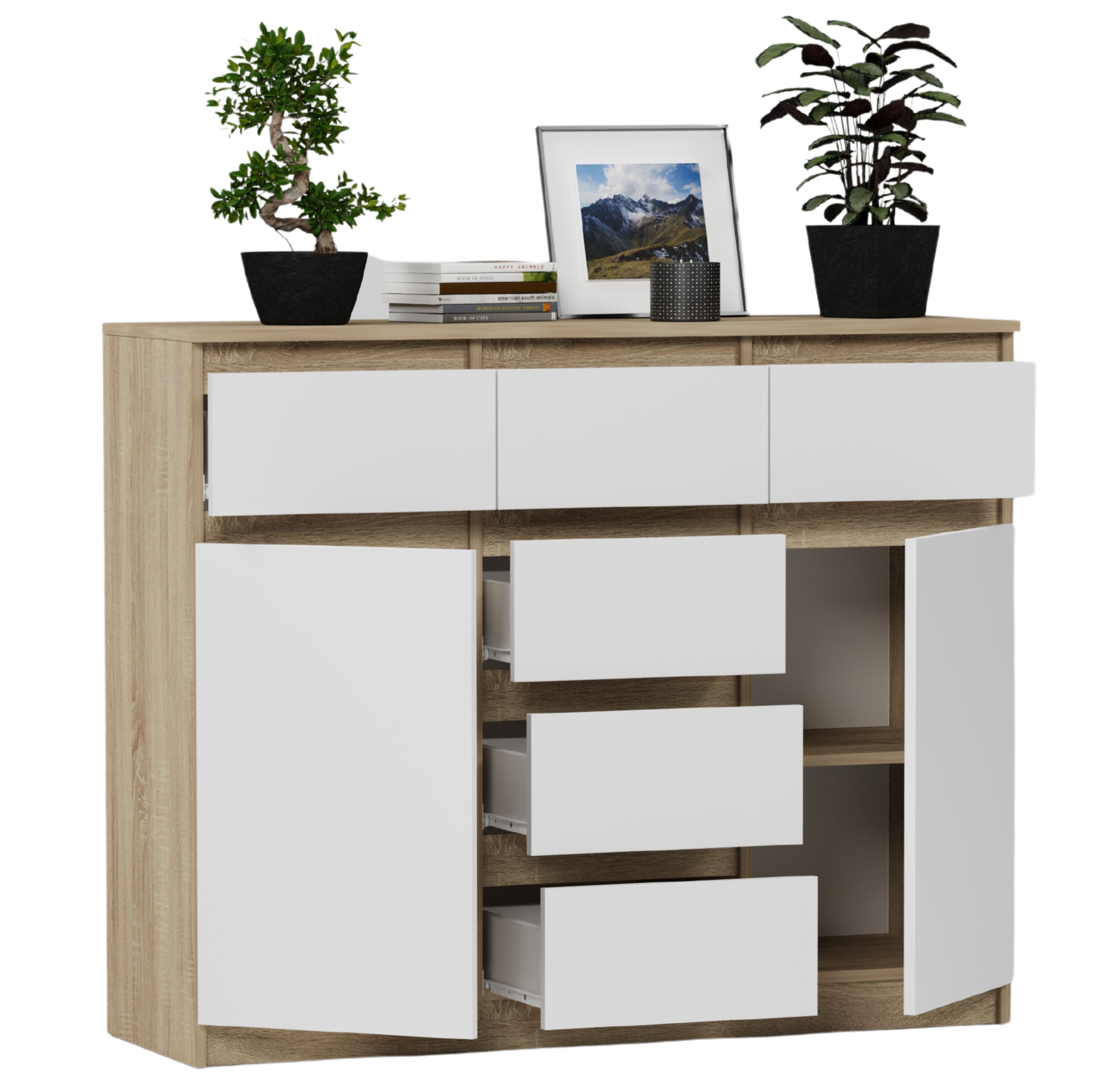 KOMODA 98CM SZAFKA 6 SZUFLAD SONOMA MIX S62D