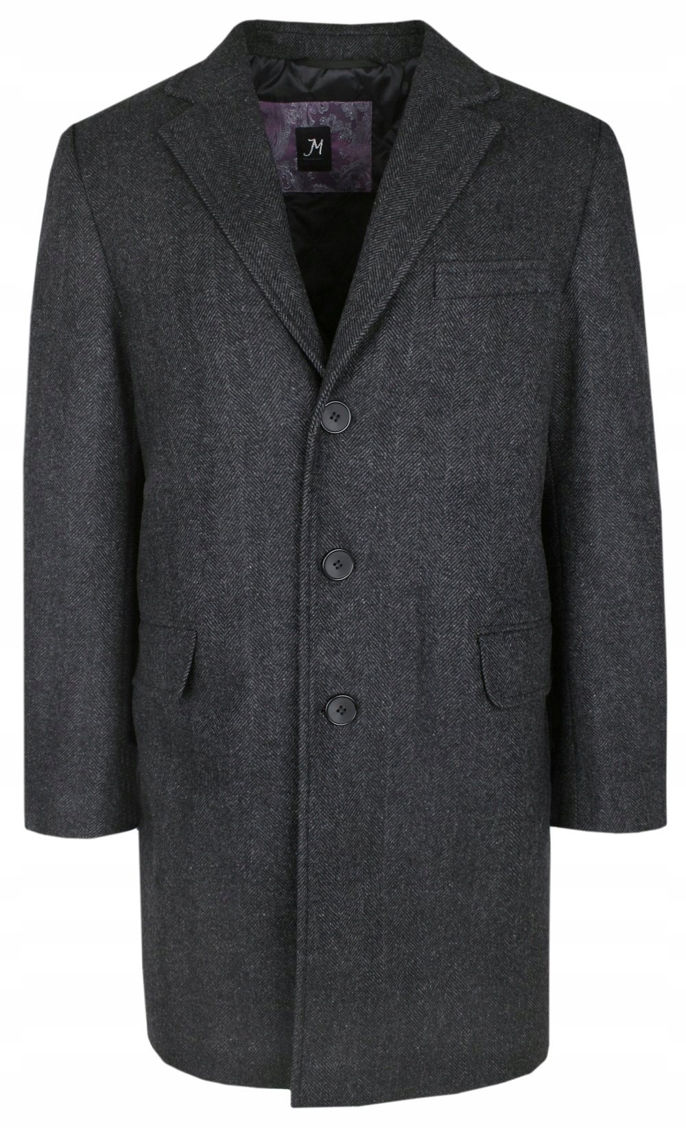 Kabát s vlnou – jemně zateplený – vypasovaný – grafitová jedle – 56/182