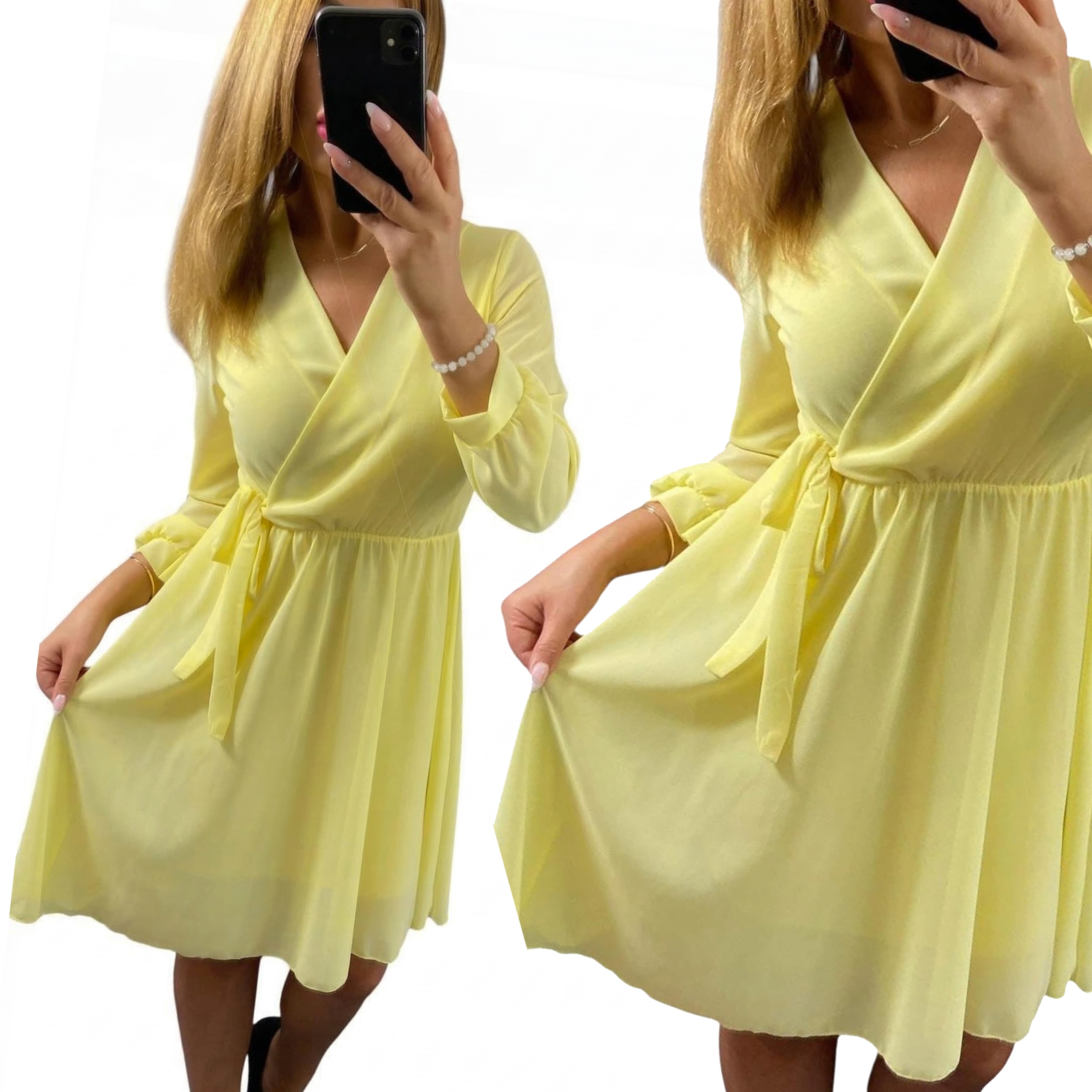 V770 Elegantní Šaty Perla Žlutá vel. 46 (3XL)