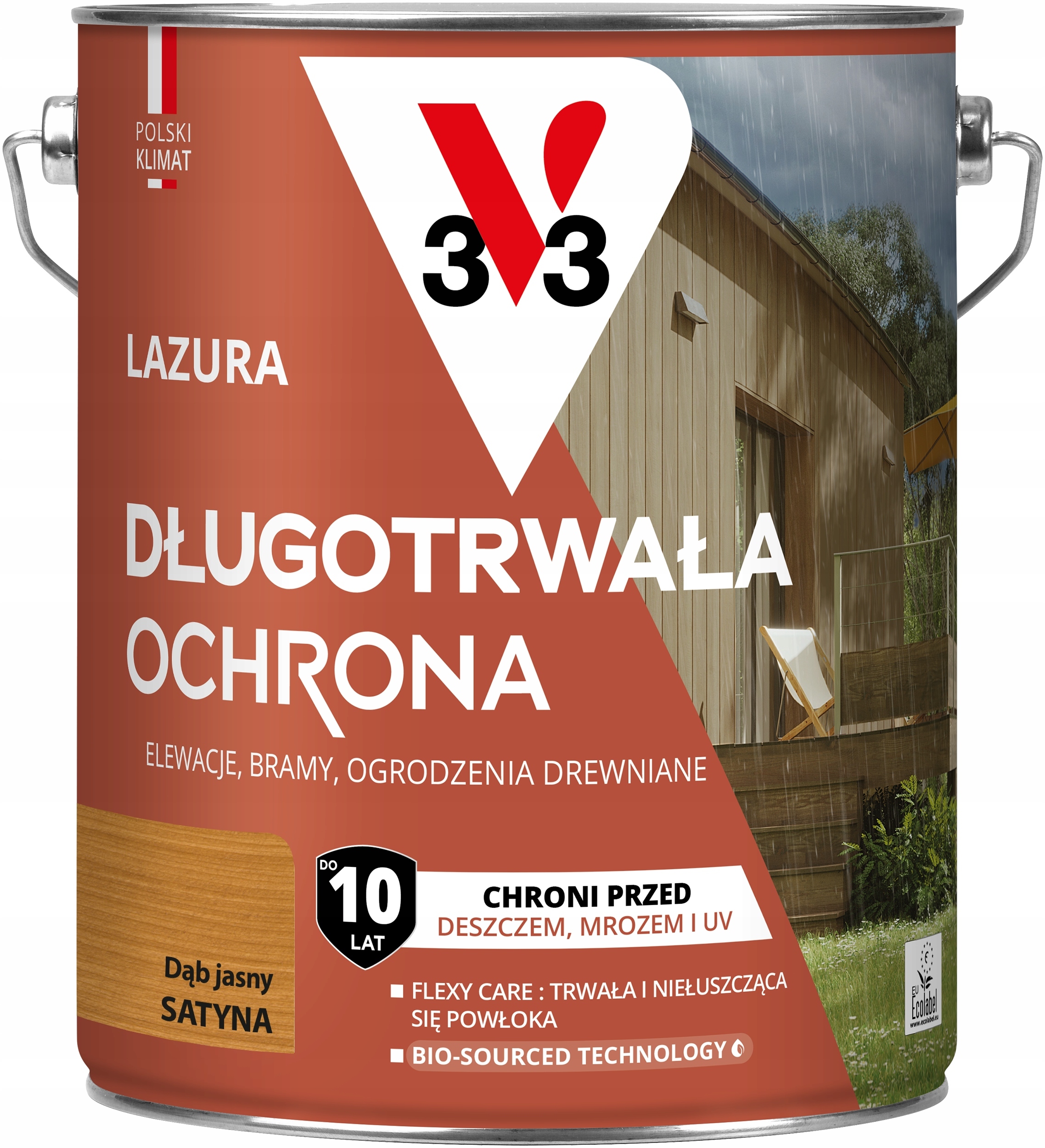 V33 Lazúra Dlhodobá ochrana 10 rokov ochrany Dub Svetlý satén 4.5 L