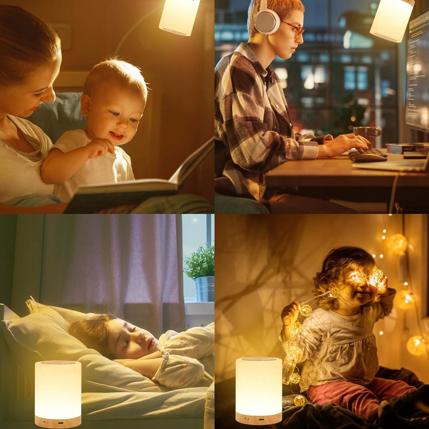LAMPKA NOCNA LED DOTYKOWA ŚCIEMNIANA BEZPRZEWODOWA DLA DZIECI Długość/wysokość 12 cm