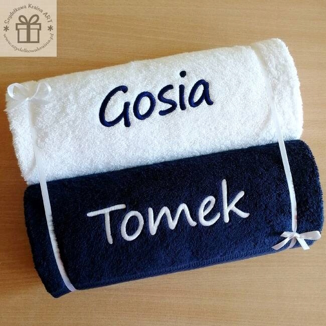 Ręcznik z HAFTEM napis IMIĘ prezent ŚLUB ROCZNICA Materiał dominujący bawełna