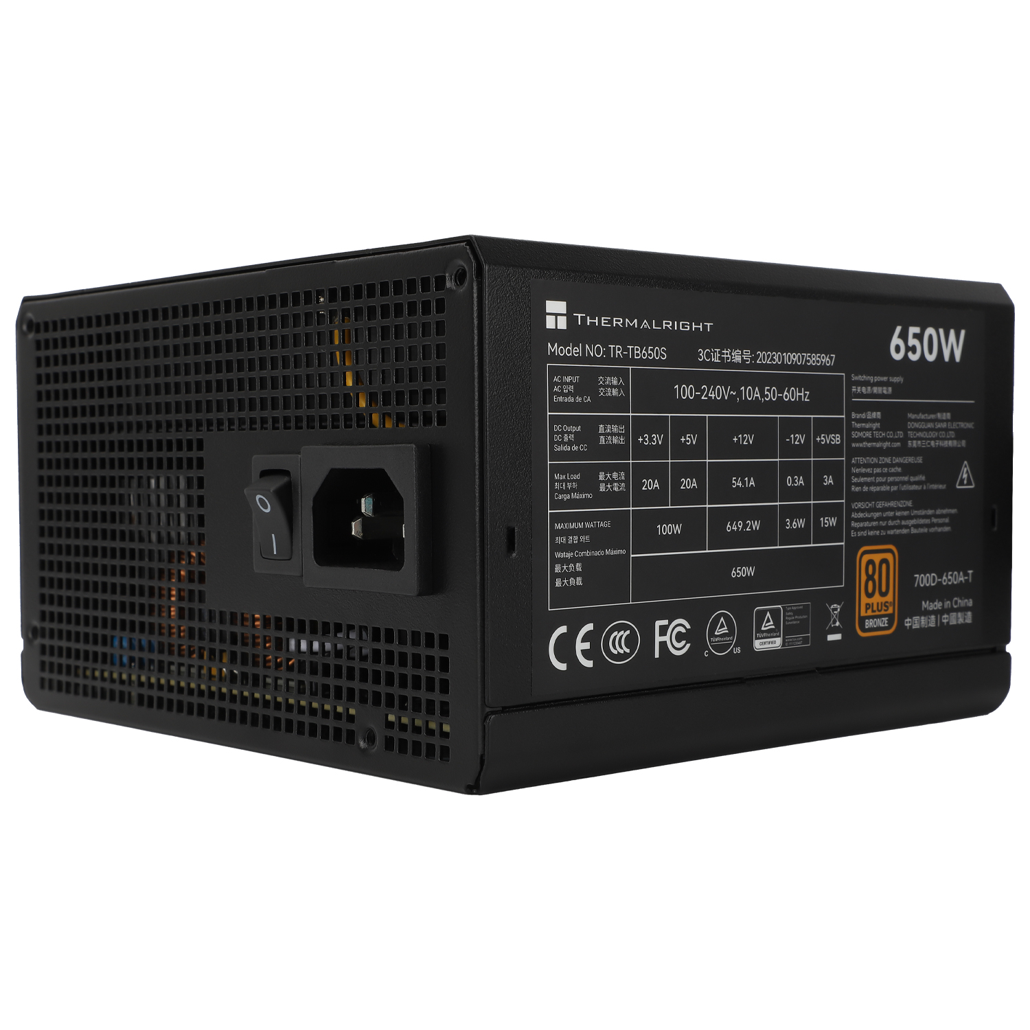 Zasilacz komputerowy Atx 80 Plus Bronze 650W Thermalright TR-TB650S