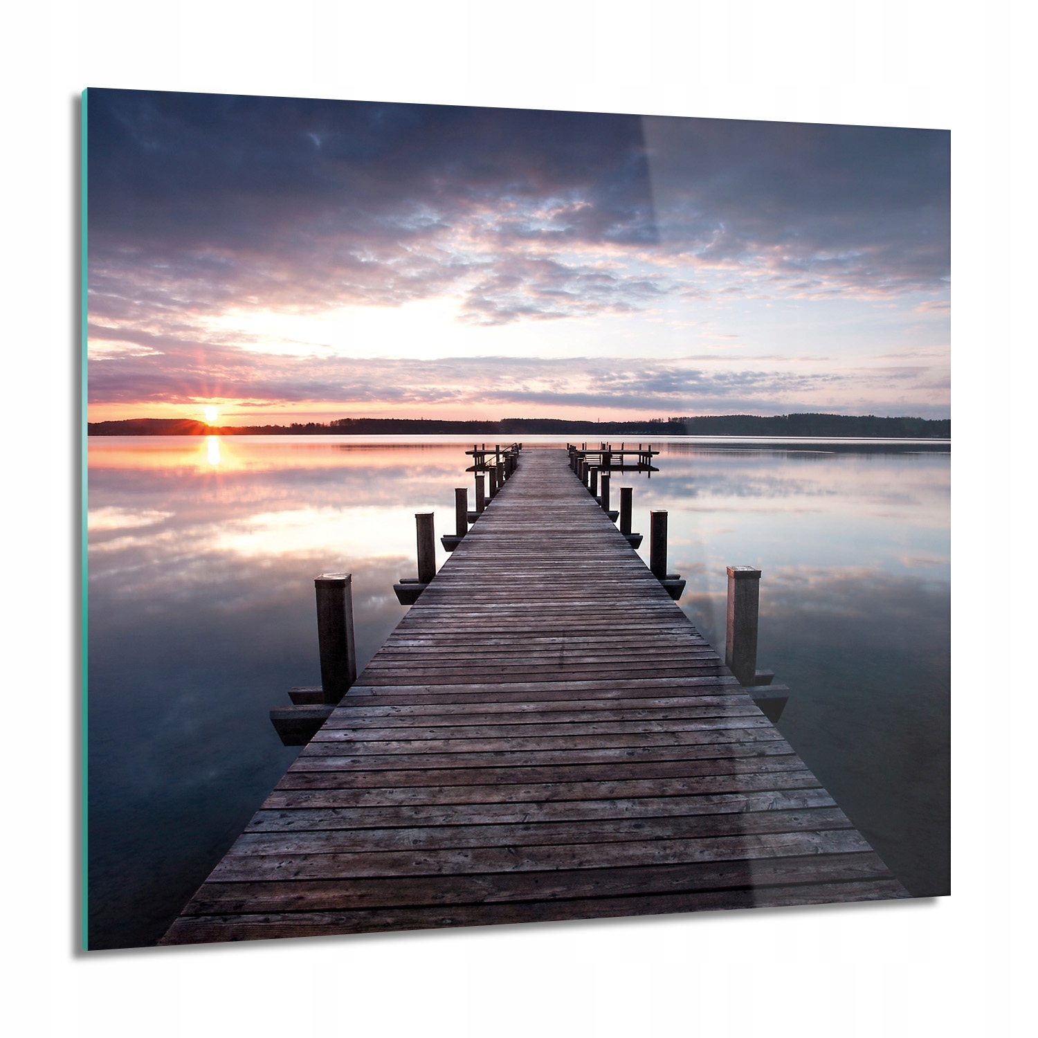 

Jezioro molo zachód Foto na szkle na ścianę 60x60