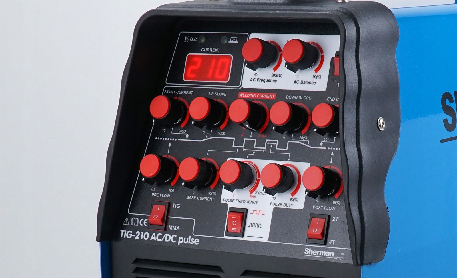 TIG AC/DC Puls Spawarka 200A do Aluminium TIG MMA Model SHERMAN TIG 210 AC DC