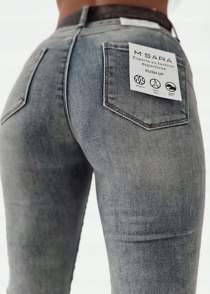 M Sara Spodnie Jeansy Damskie Vintage Modelujące Dopasowane Push Up