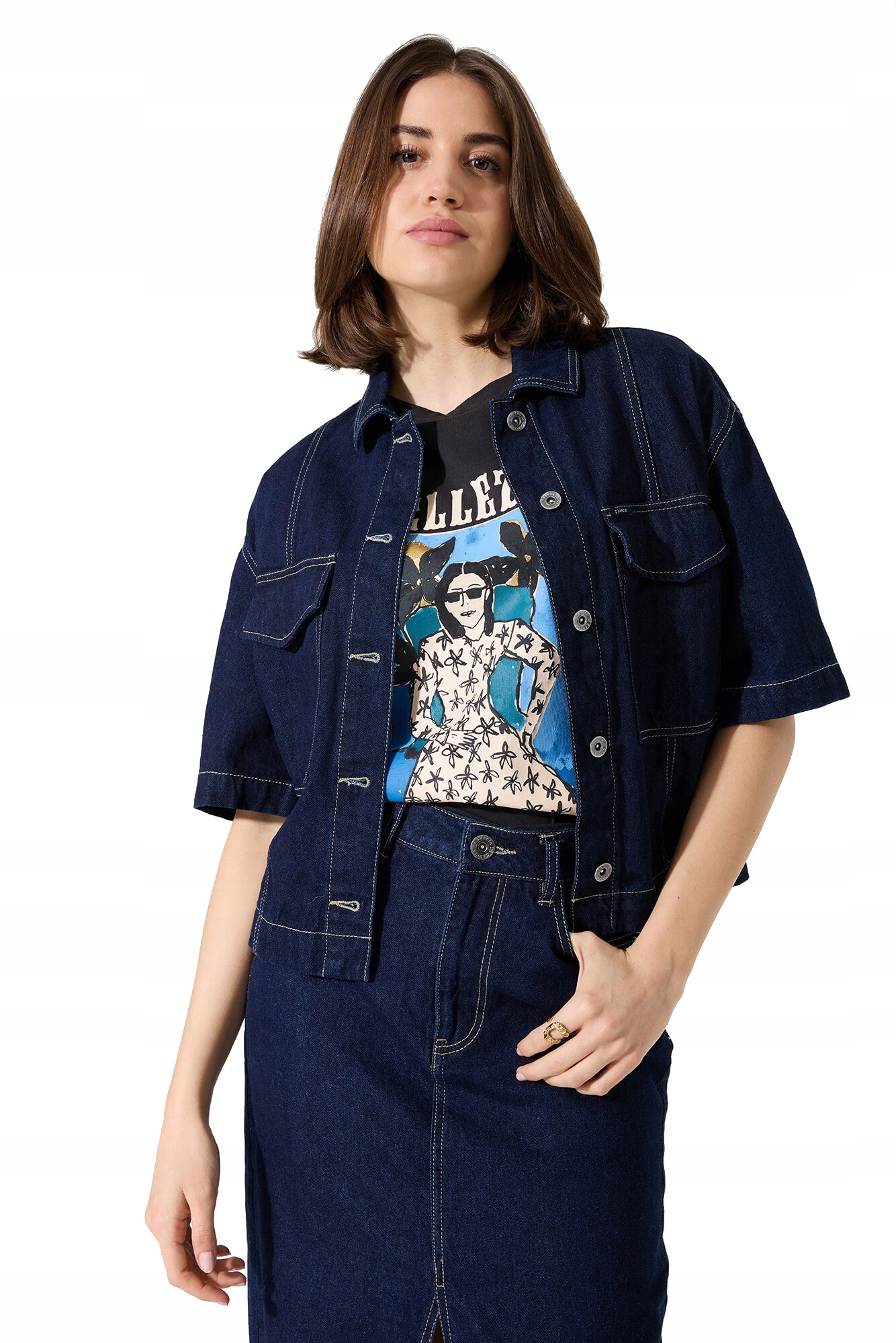 Džínová Bunda Džínová Tmavě Modrá Dámská Relaxed Fit Vesta Garcia S