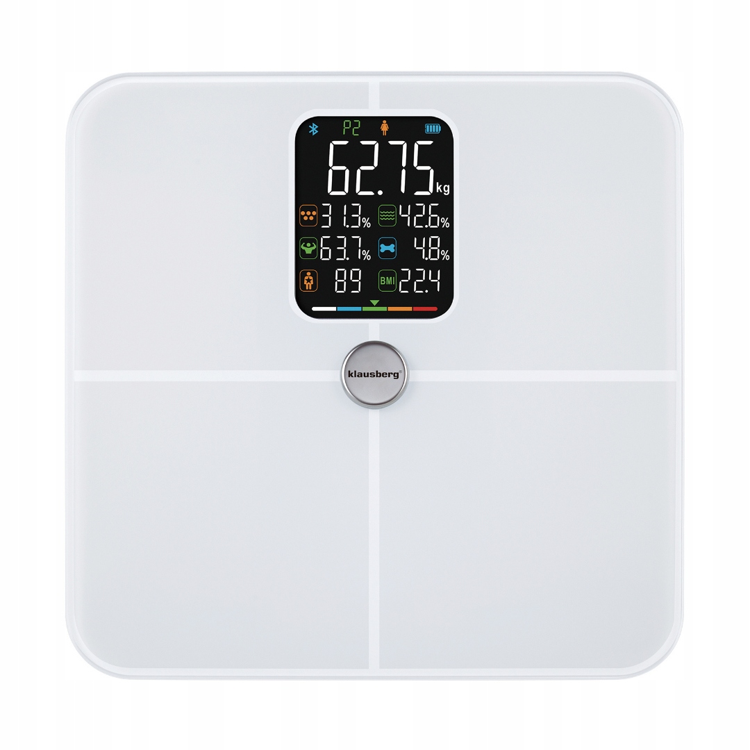Koupelnová váha, 180 kg, bílá, Bia bluetooth, KB-7941 Klausberg
