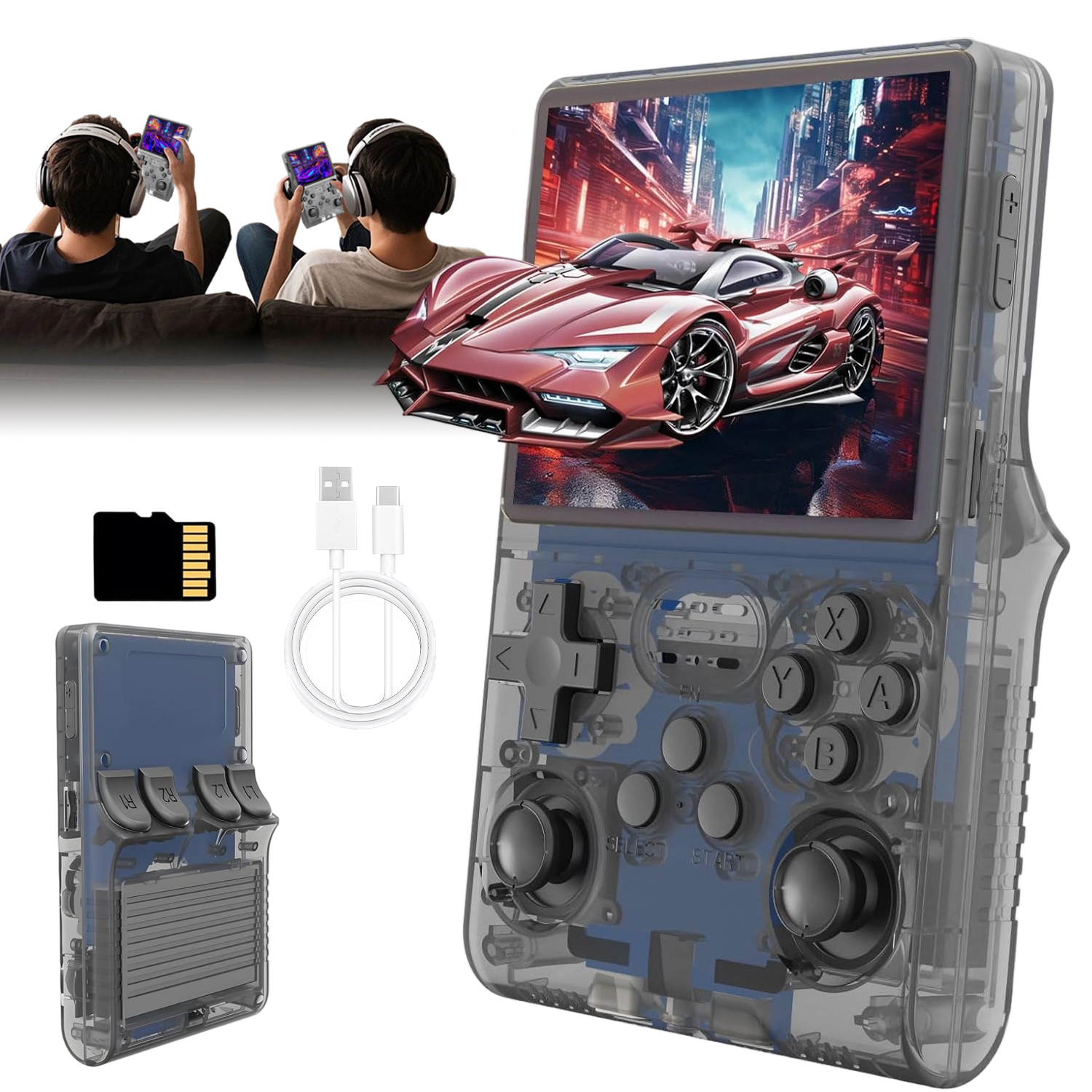 Przenośna Mobilna Konsola Do Gier Retro Gry 256GB Usb Czarny 3.5''