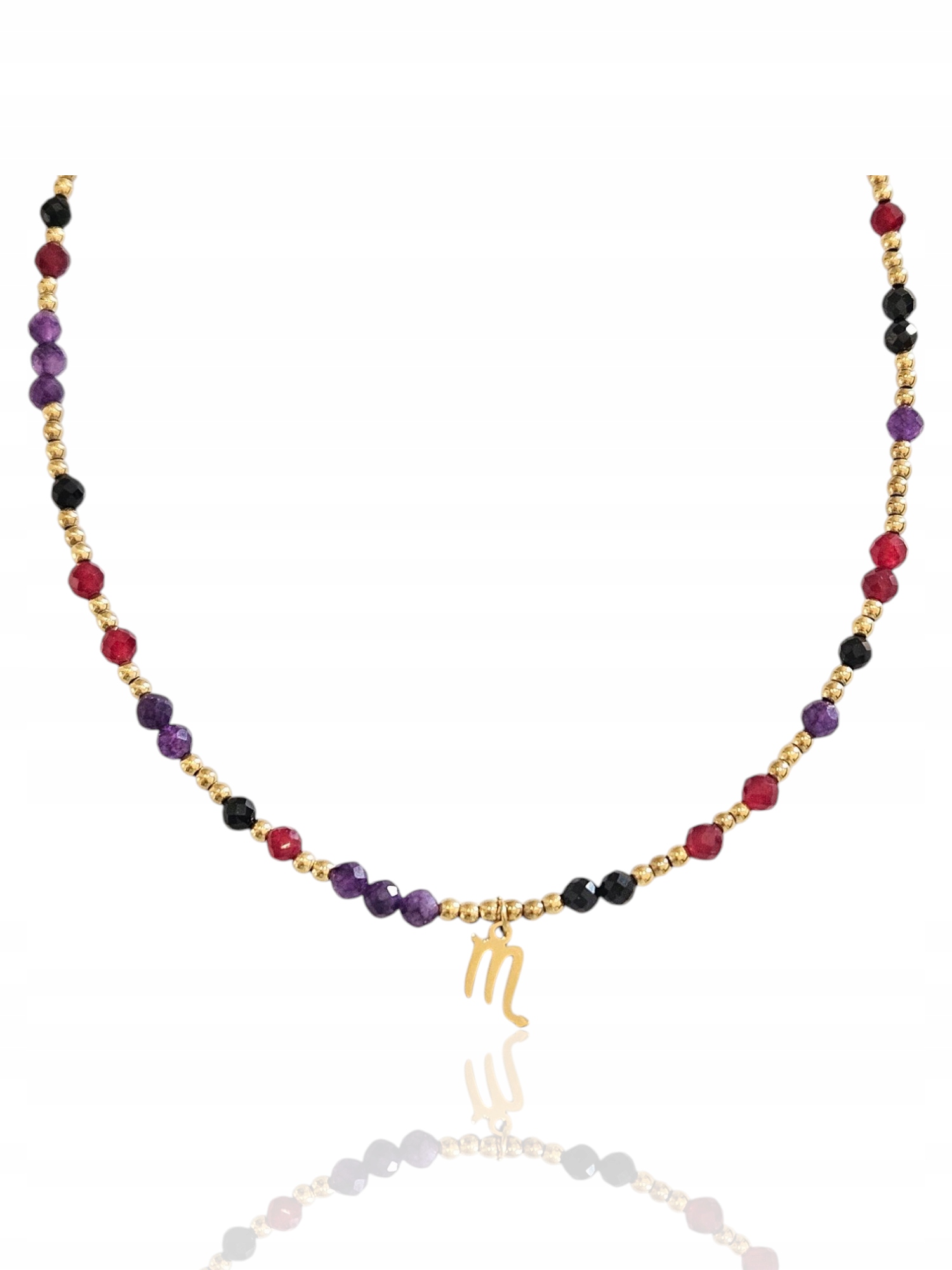 Naszyjnik Zodiakalny Znak Zodiaku Skorpion Kamienie Naturalne