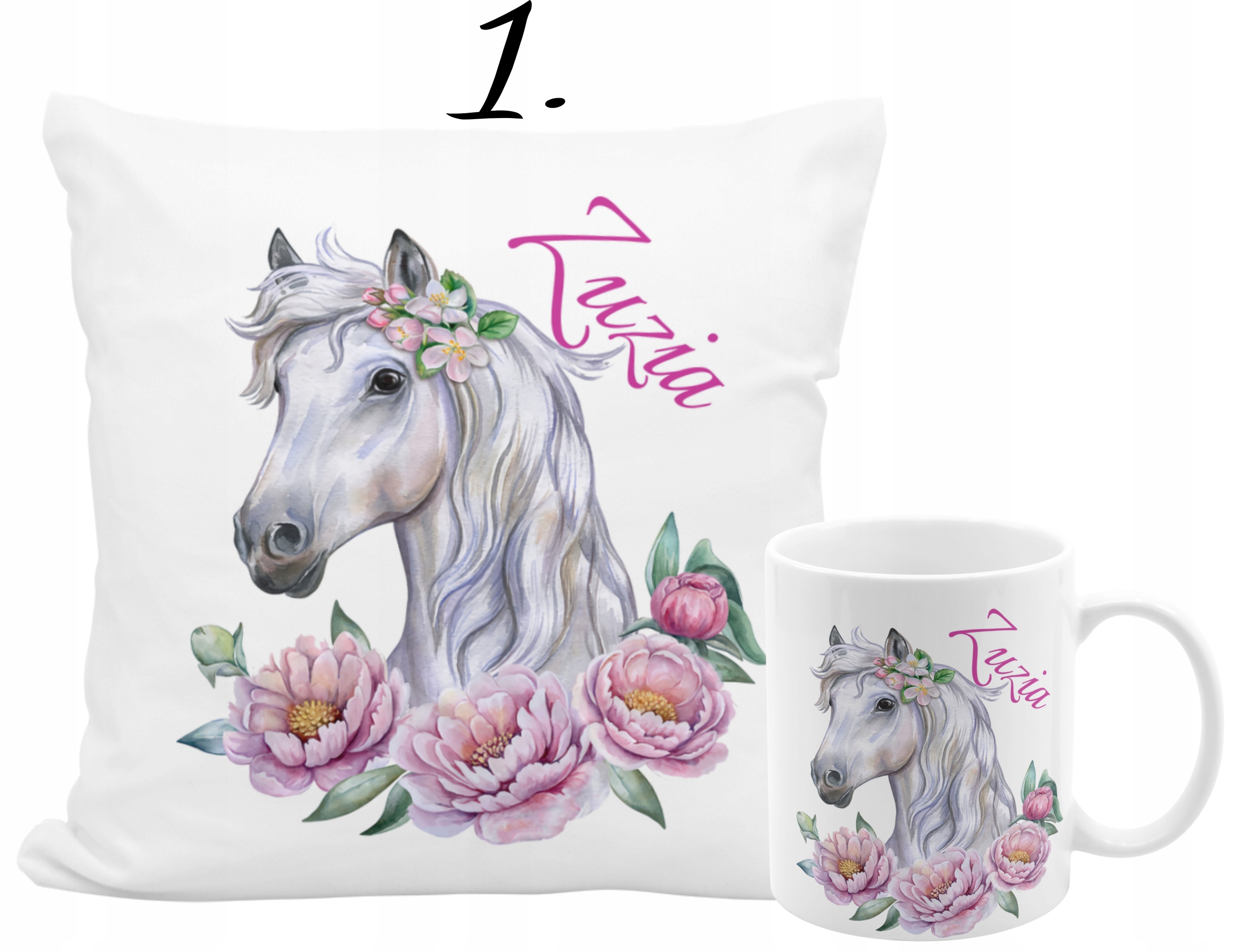 PODUSZKA KUBEK KOŃ KONIE IMIĘ TEKST NA PREZENT EAN (GTIN) 8904382698065