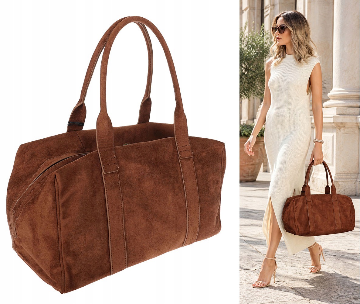 Dámská kabelka Tommasini semišová shopper taška A4 příruční 3851 Hnědá