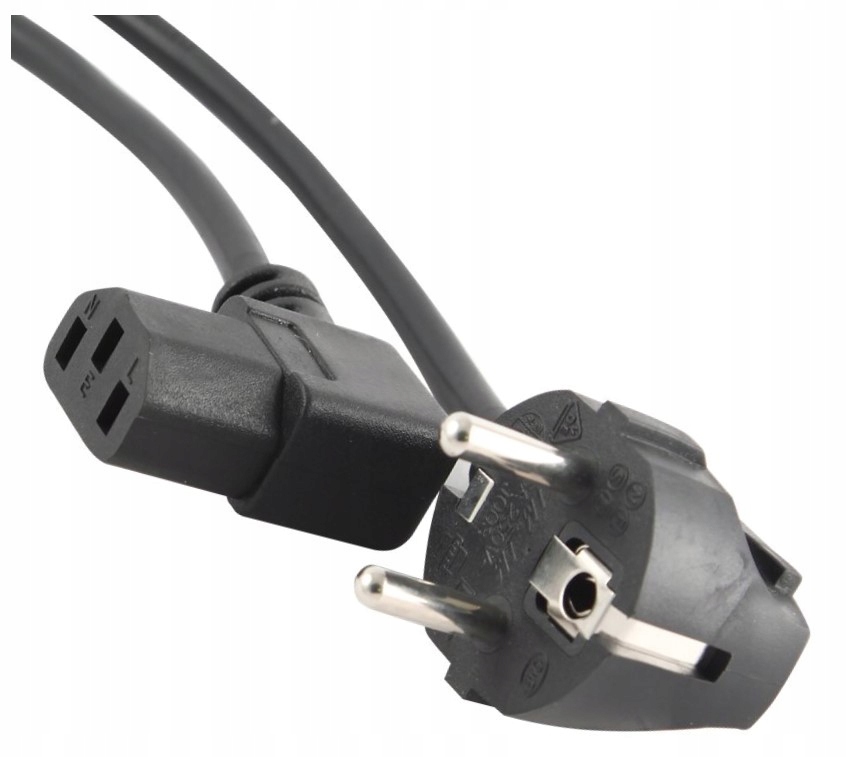 Przewód Kabel Zasiląjacy Kątowy Łamany Do Komputera Monitora Tv Długi 1,8M
