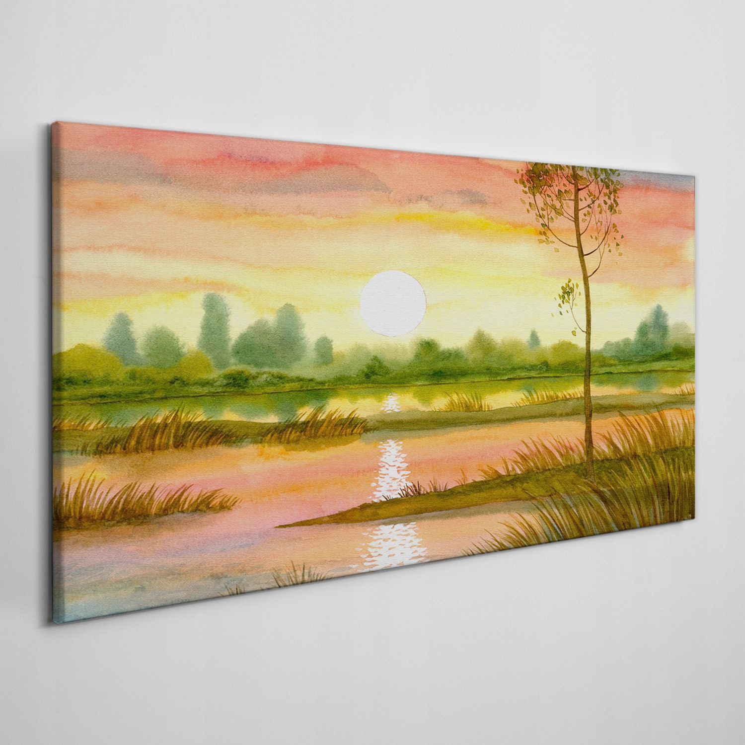 

Obraz na płótnie Drzewo zachód słońca 120x60 cm
