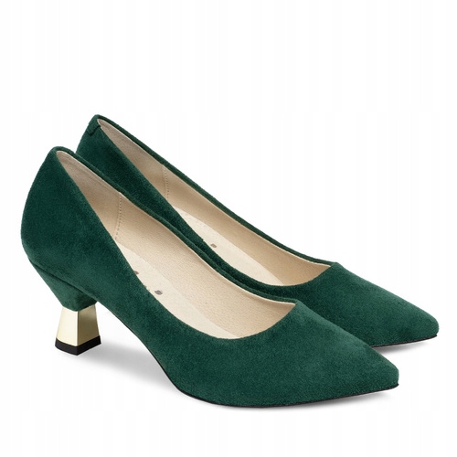 Brilu Polskie Zamszowe Szpilki Na Złotym Obcasie Florencia Zielone 39