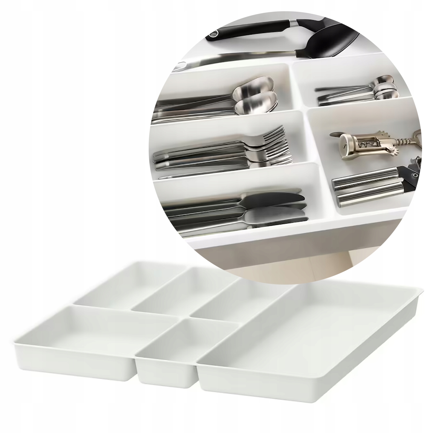 PRAKTYCZNA Tacka/pojemnik ORGANIZER na Sztućce 51x50 cm BIAŁY Segregator Marka Ikea