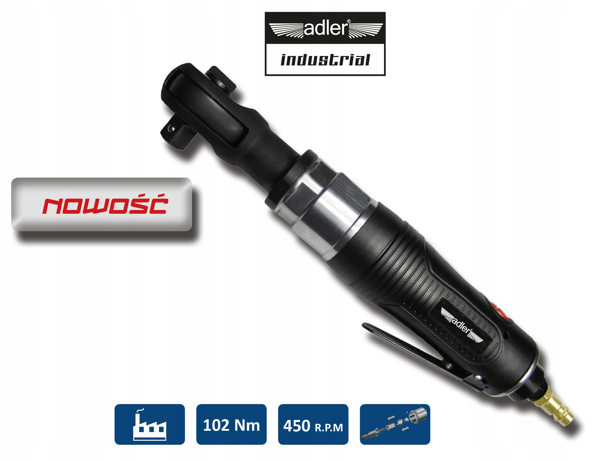 Klucz zapadkowy udarowy 1/2" 102Nm