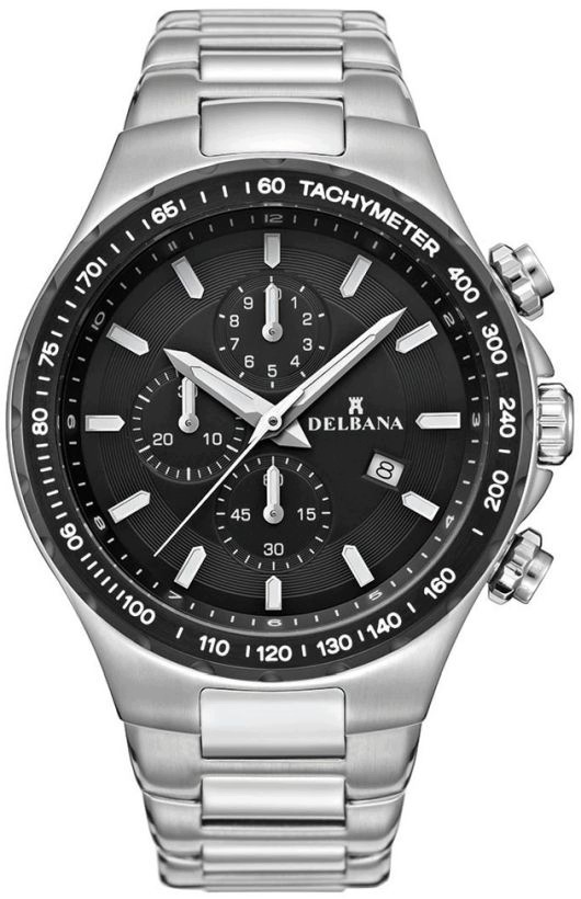 Švýcarské Pánské Hodinky Delbana Barcelona Chrono Data Safír 44 mm