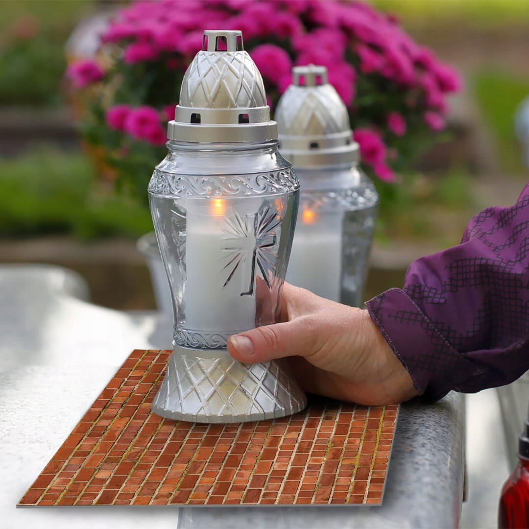 SZKLANA PODSTAWKA POD ZNICZE 60x30cm Rudy mur 193d Szerokość produktu 30 cm