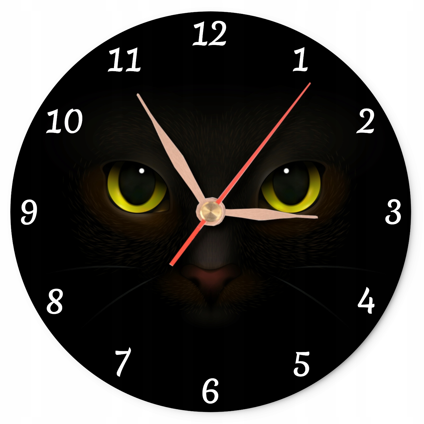 Zegar na ścianę czarny kot zegar kocur kotek