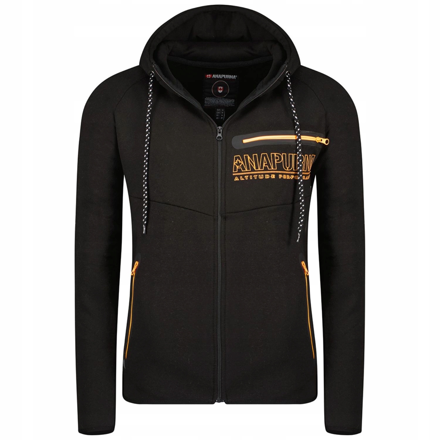 Pánská klasická černá Pánská mikina s kapucí Anapurna bavlna vel. 2XL