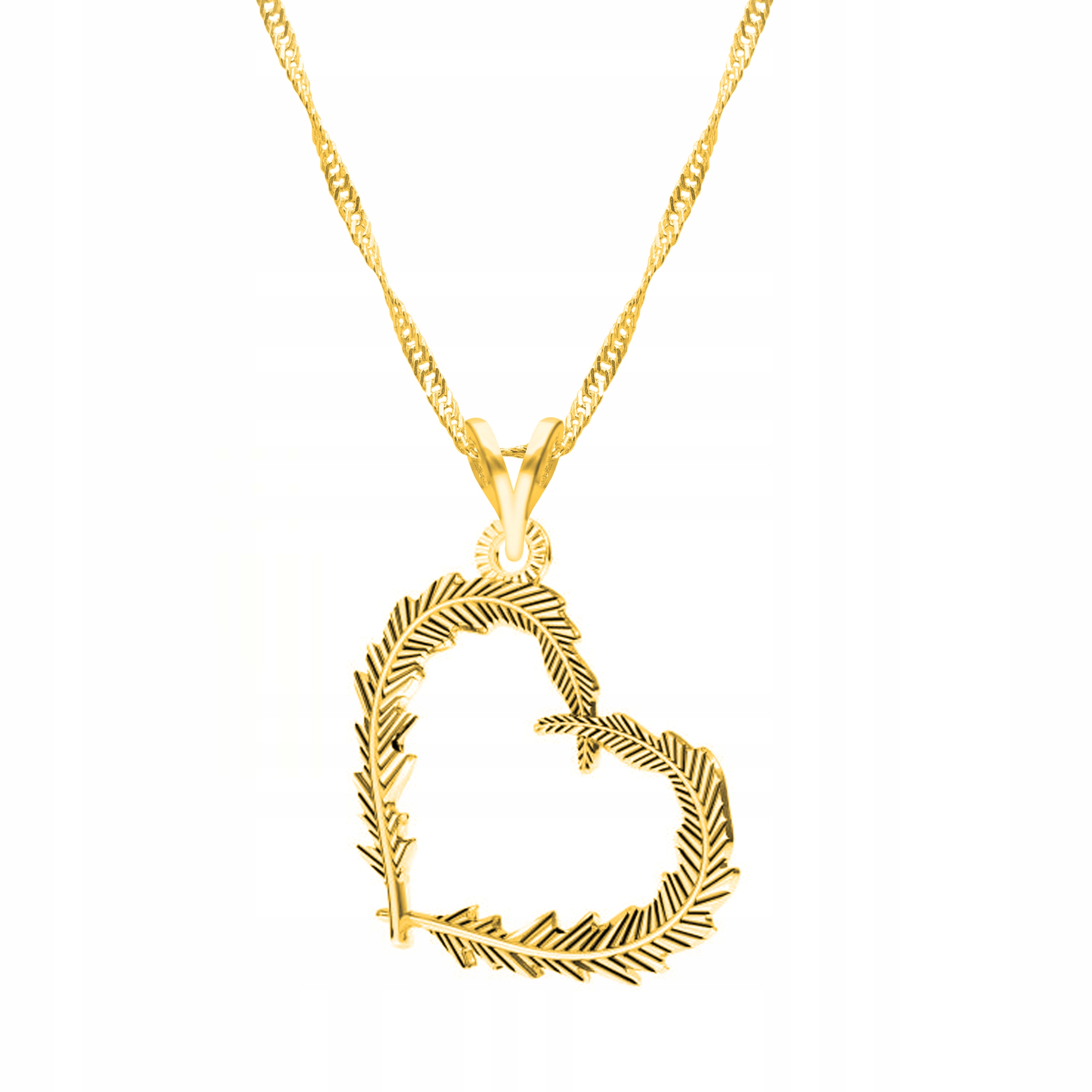 Řetízek zlatý náhrdelník 925 Srdce Peříčko