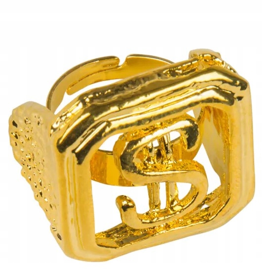 PIERŚCIEŃ DOLAR ZŁOTY SYGNET GANGSTERA PIENIĄDZE