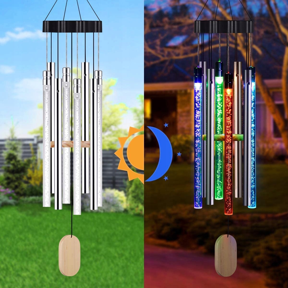 DZWONKI WIETRZNE WIND CHIMES SOLAR LED