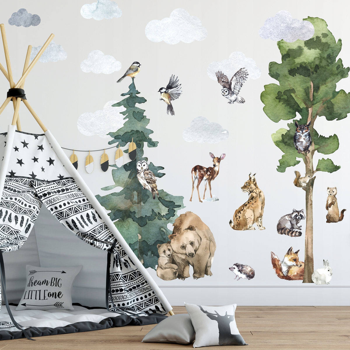 Naklejki ścienne Las Forest Drzewa Zwierzęta Marka inna