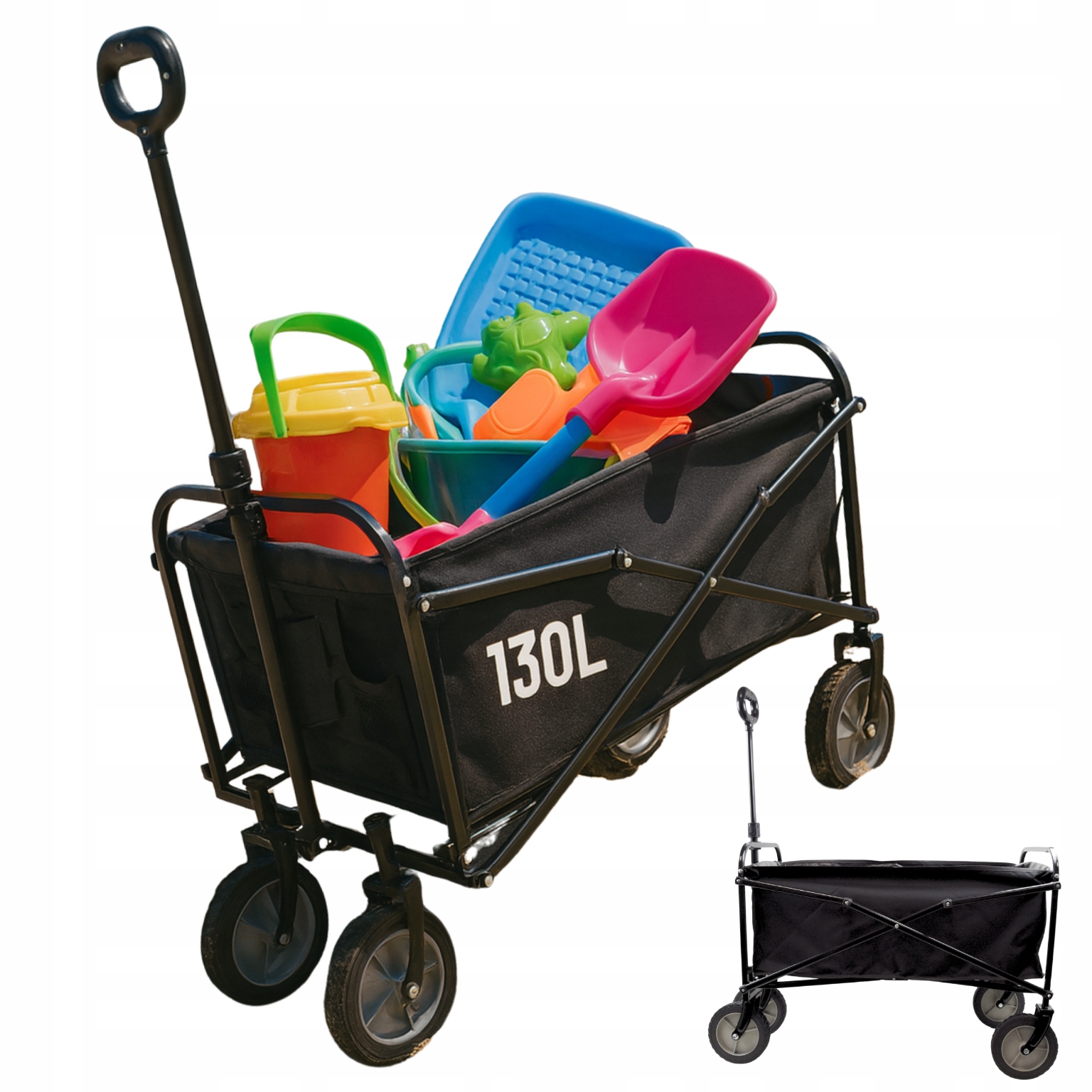 Plážový Skládací Zahradní Přepravní Vozík Velký 130 l Kola XL Terénní