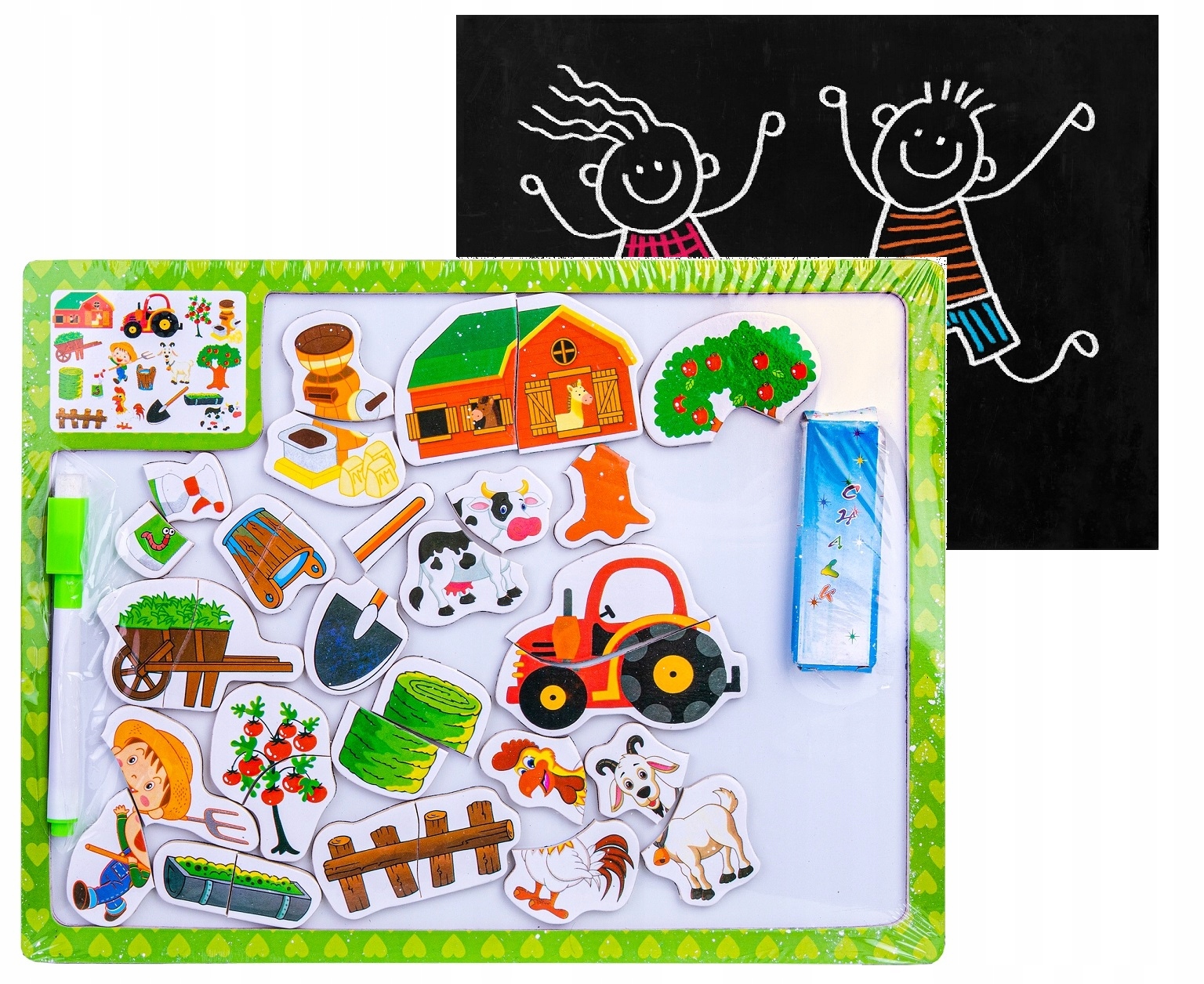 

Tablica Dwustronna Układanka Kredowa Puzzle Farma