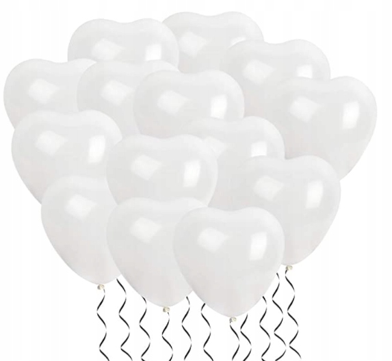 

Balony gumowe białe Serce walentynki- 10 szt