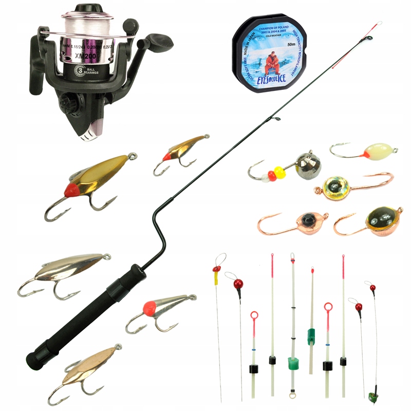 bohatý Podlodový Set rybářský naviják 10x kiwok 5x Mormyszka 5x plech