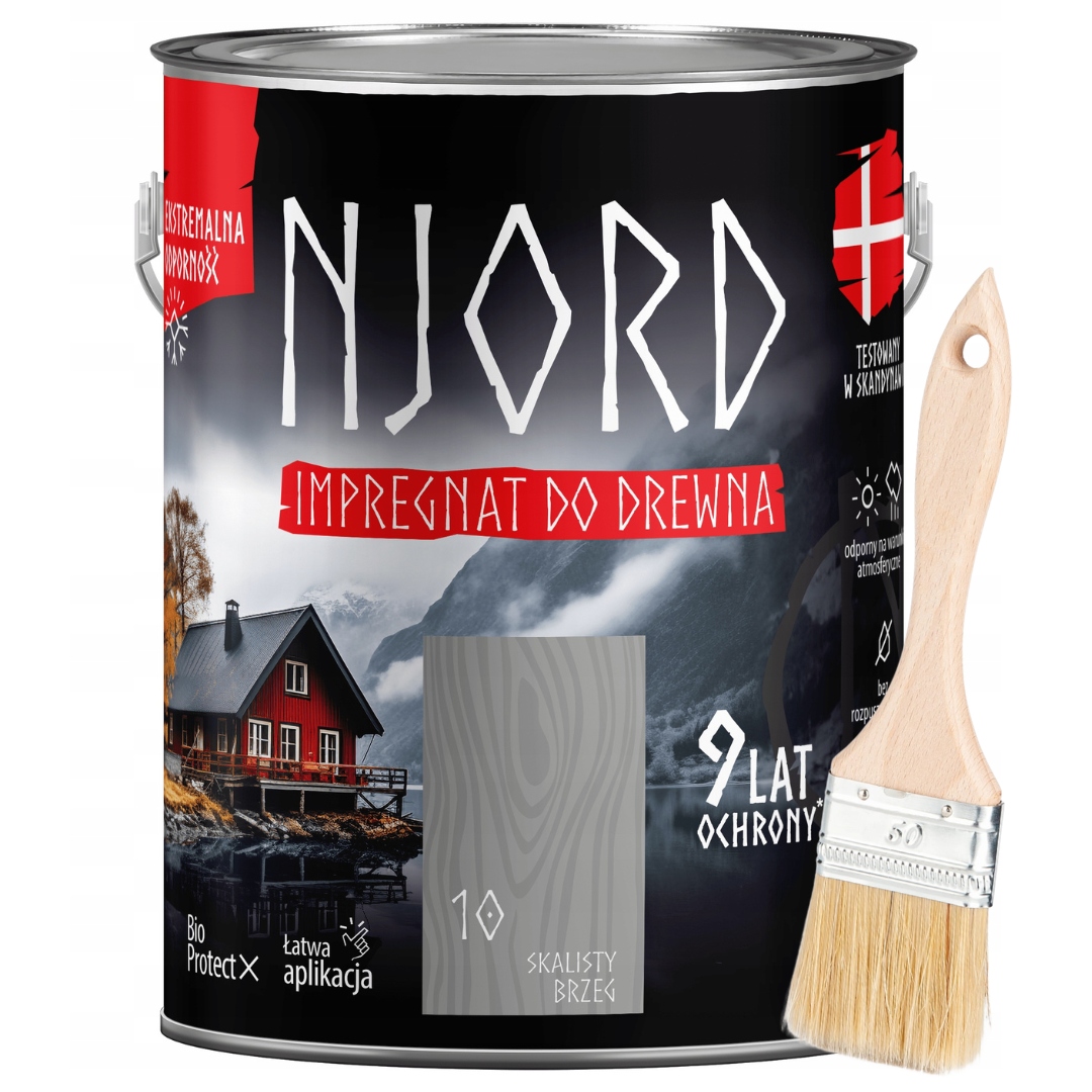 Sada Njord Ochranná Impregnace Na Dřevo 5 L, Skalnatý Okraj Štětec 50 MM