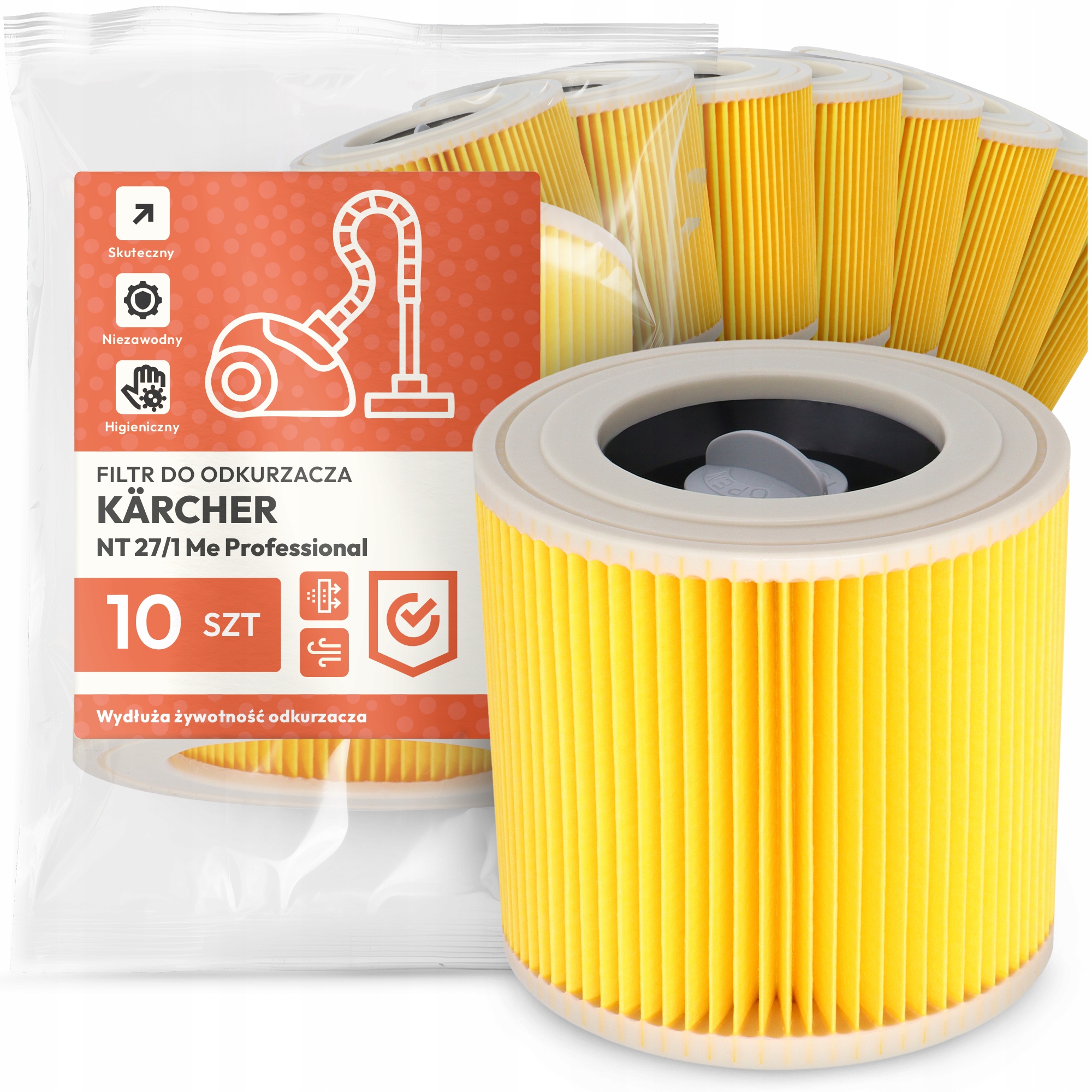 10 x Filtr Pro Vysavač Kärcher Nt 27/1 Me Professional Vzduch Em-w