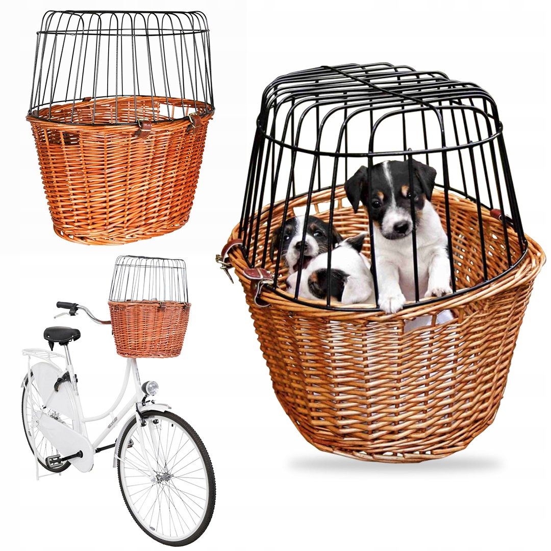 Kosz Transporter Wiklinowy na Rower dla Psa Kota z Kratką Trixie do 5kg