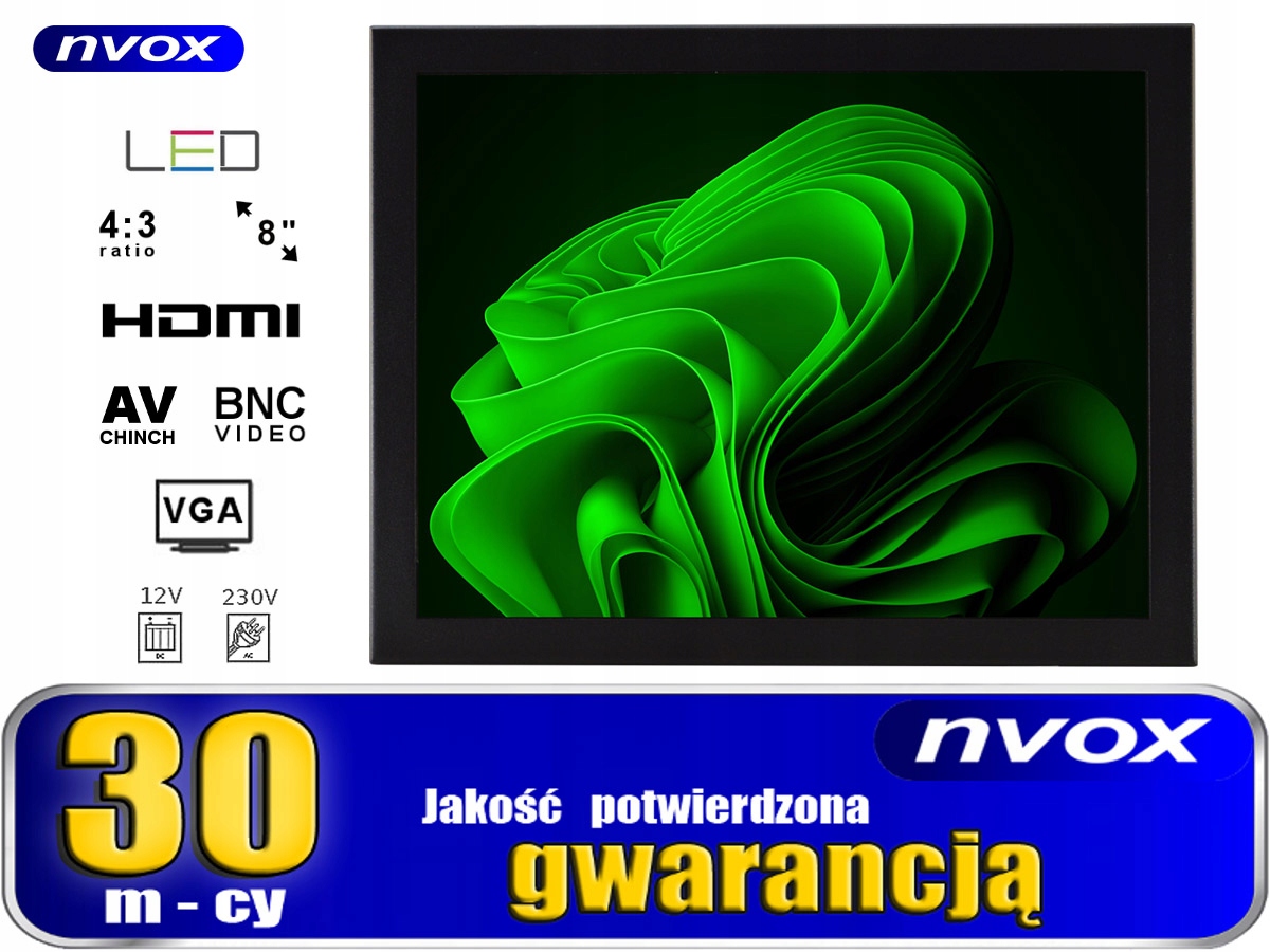 Monitor open frame led 8cali vga hdmi av bnc 12v 230v Marka Nvox